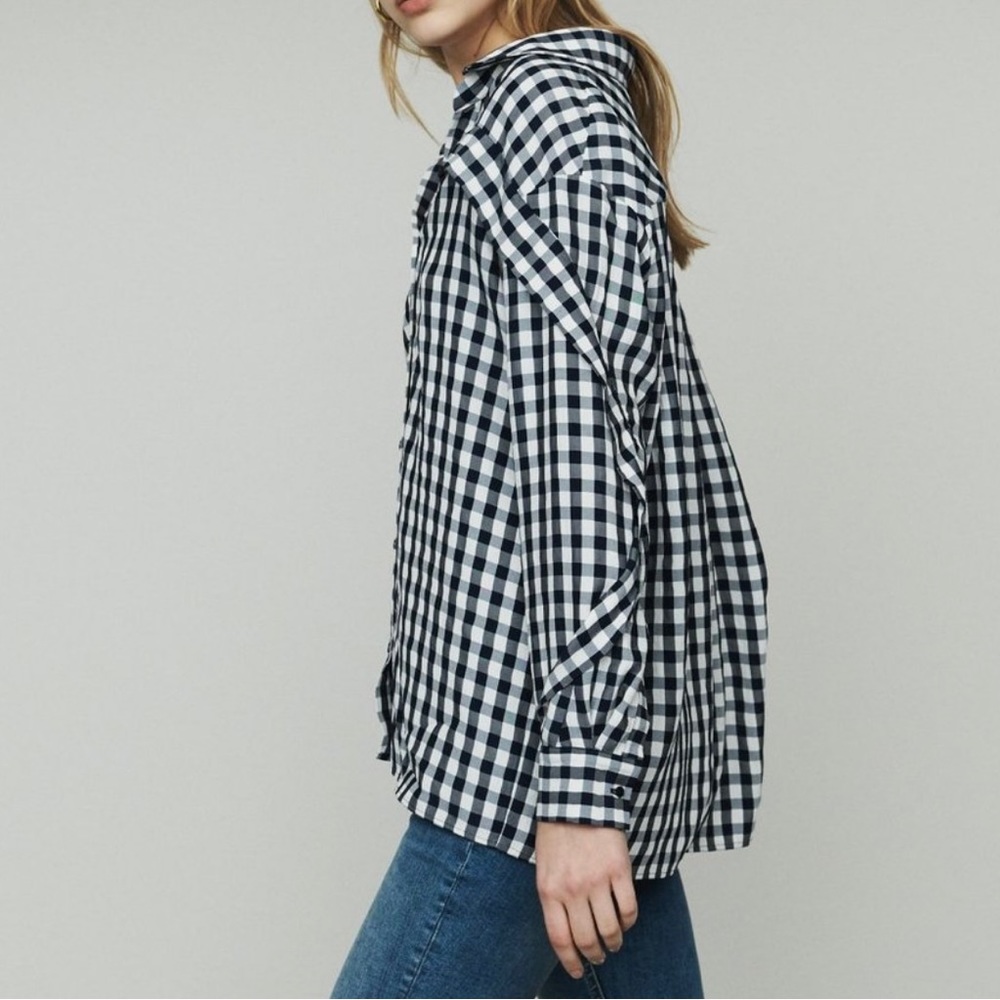 Maje ruffled trim checked woven shirt